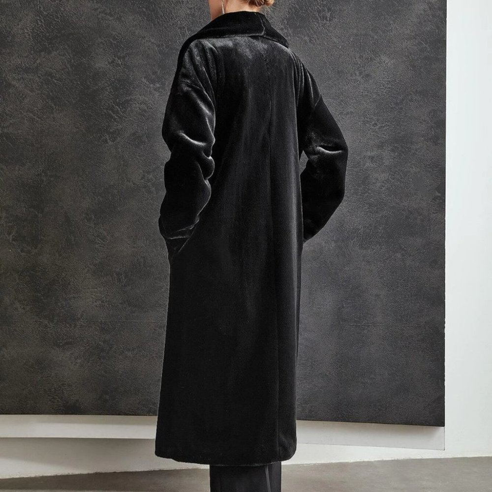 Black Preppy Womens Faux fur Coat - Picture 3 of 5